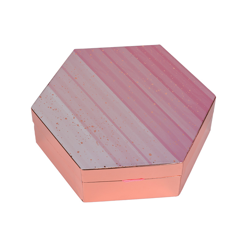 Gold Stamping Double Hole Silver Cardboard Hexagonal Cosmetic Box